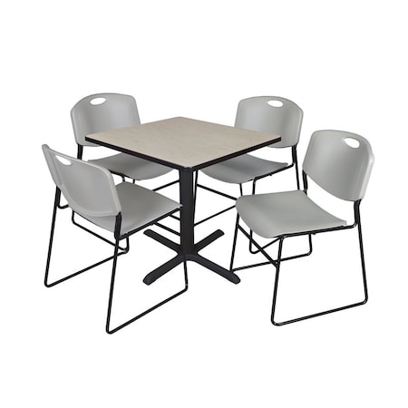 Cain Cain Square Table & Chair Set, Wood, Metal, Polypropylene Top TB3030PL44GY